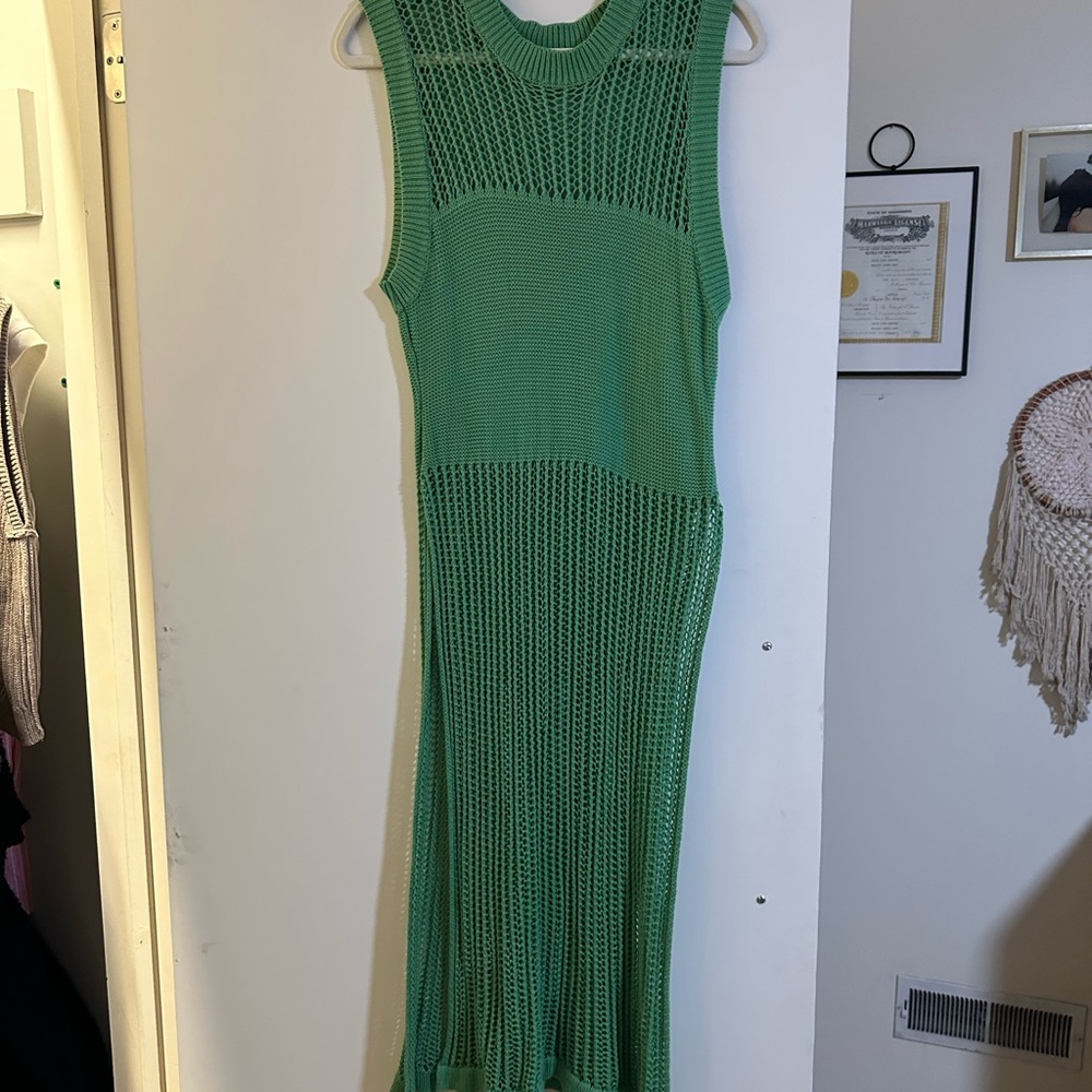 Free People Green Ribbed Sheath Maxi Dress